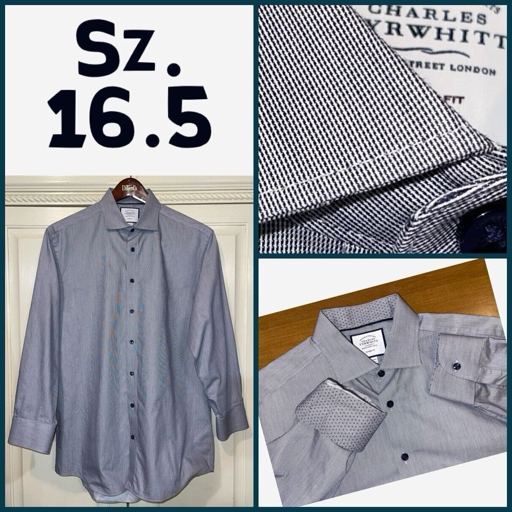 Charles Tyrwhitt Shirt Men 16.5 33" 42/84cm Blue Classic Fit